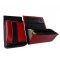 Artificial leather set - moneybag (red, 2 zippers) and pouch with a colour element