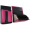 Koženkový set - peňaženka (ružová, 2 zipsy) a vrecko s farebným prvkom
