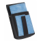 Kunstlederset - Brieftasche (gezackt, blau, 2 Reißverschlüsse) und Futteral mit einem farbigen Element