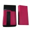 Kunstlederset - Brieftasche (rosa, 2 Reißverschlüsse) und Futteral mit einem farbigen Element