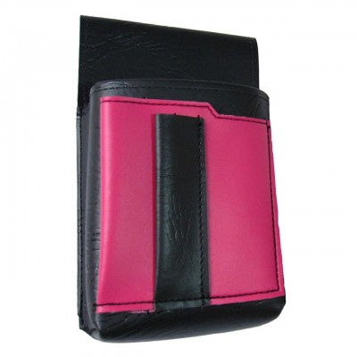 Číšnické pouzdro, kapsa s barevným prvkem - koženka, růžová