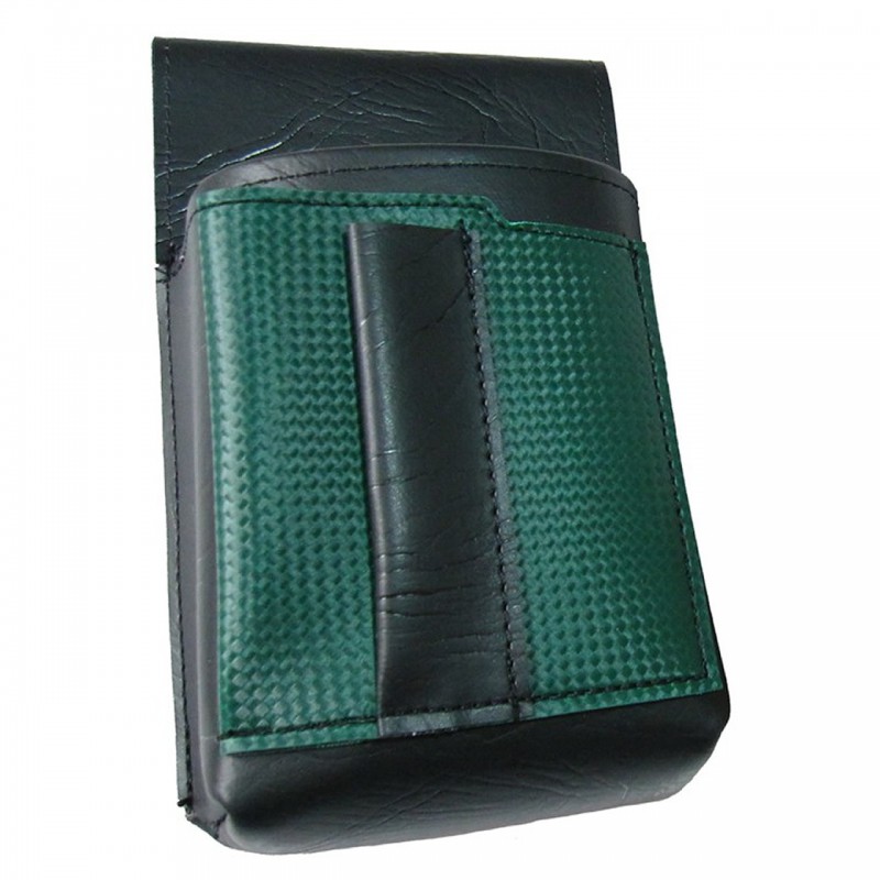 Waiter’s holster, pouch with a colour element - artificial leather, dark green
