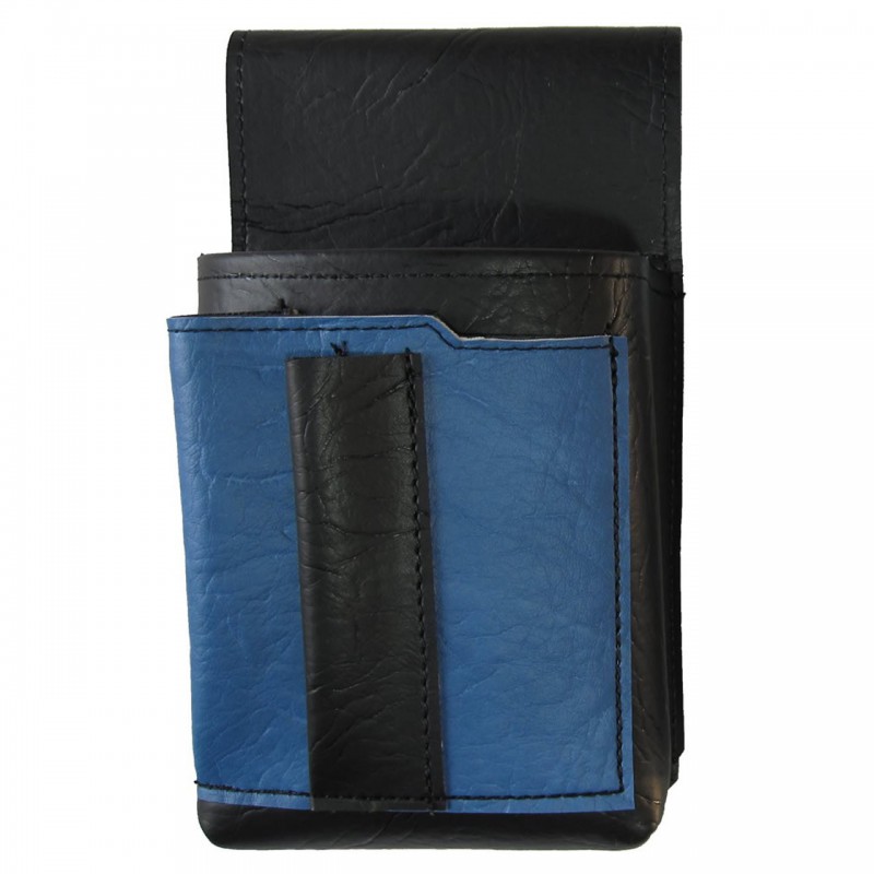 Číšnické pouzdro, kapsa s barevným prvkem - koženka, modrá
