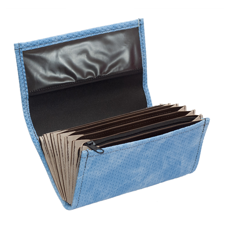 Číšnická peněženka - koženka, vroubkovaná, modrá
