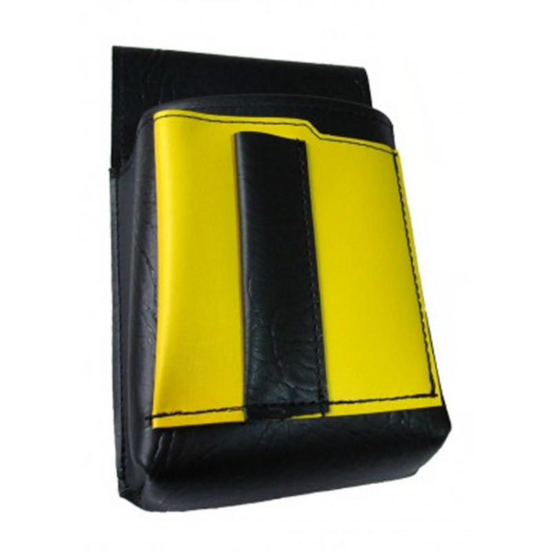 Číšnické pouzdro, kapsa s barevným prvkem - koženka, žlutá