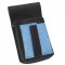 Číšnické pouzdro, kapsa s barevným prvkem - koženka, vroubkovaná, modrá