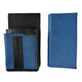 Koženkový set - peňaženka (modrá, 2 zipsy) a vrecko s farebným prvkom