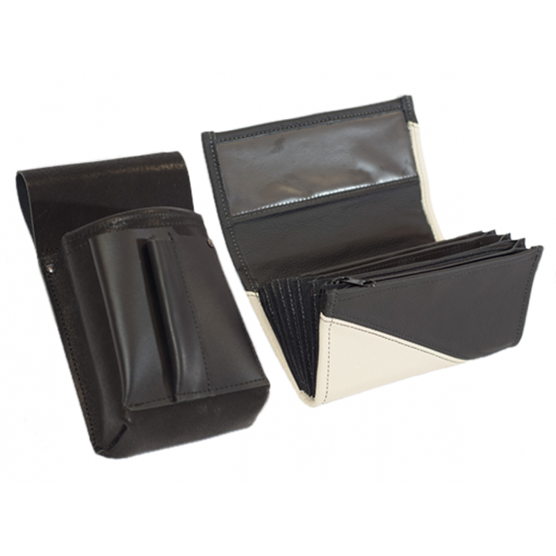 Leather set :: pocketbook (white/black) + holster