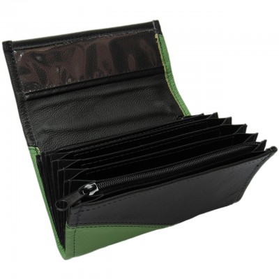 Leather waiter’s purse - green/black
