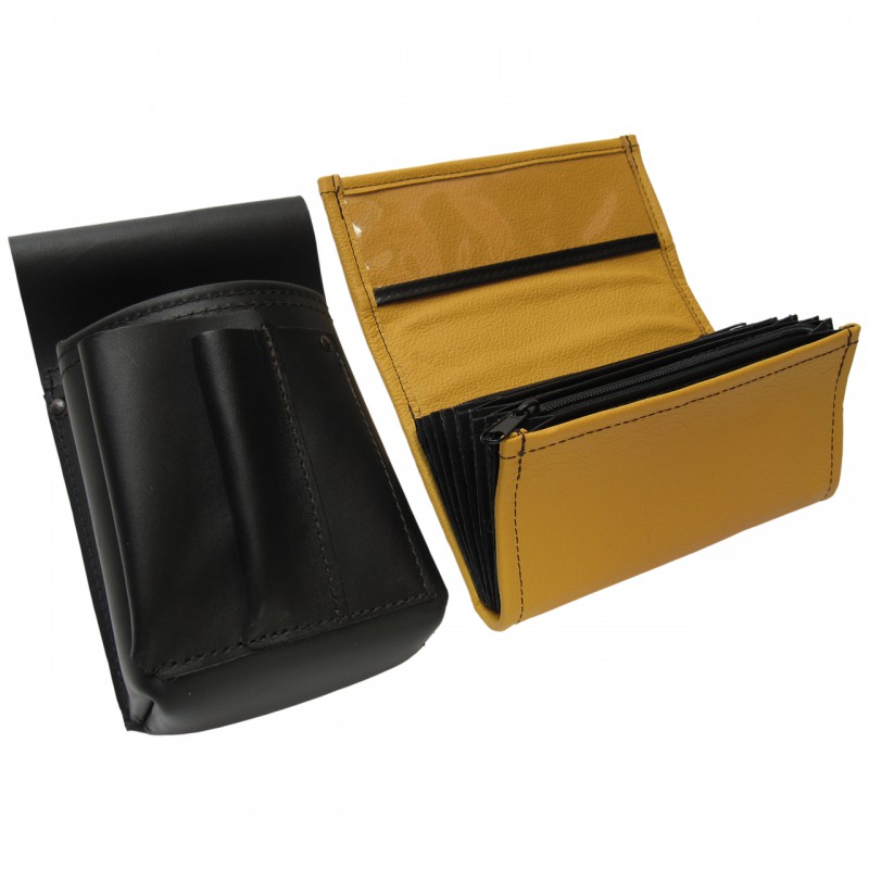 Lederkomplett :: Brieftasche (gelb) + Kellnertasche